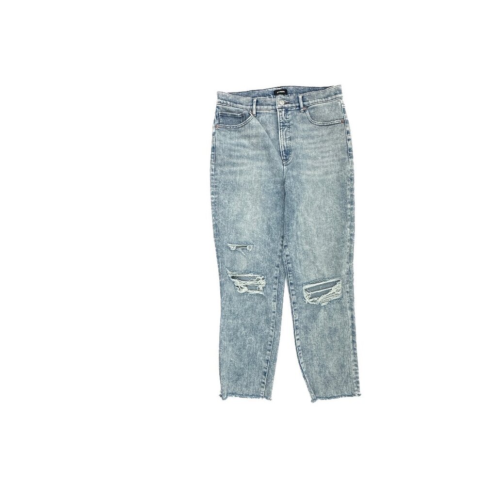 Express Super High Rise Mom Jean Distressed Raw Hem Women's Size